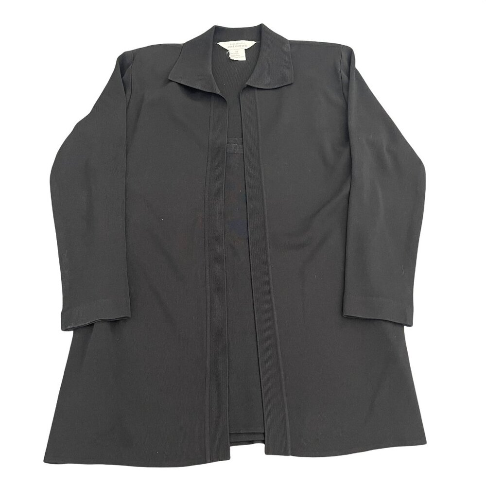 Exclusively Misook XS Black Open Front Cardigan & Small Black Tank Top 2 pc Set